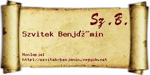 Szvitek Benjámin névjegykártya
